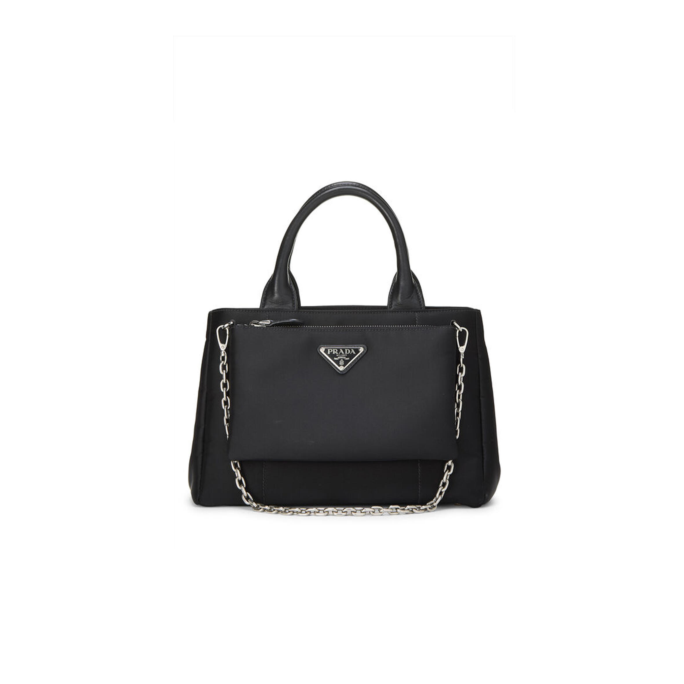 PRADA BLACK TESSUTO NYLON CONVERTIBLE HANDBAG 1BG364 (28*20*15cm) 